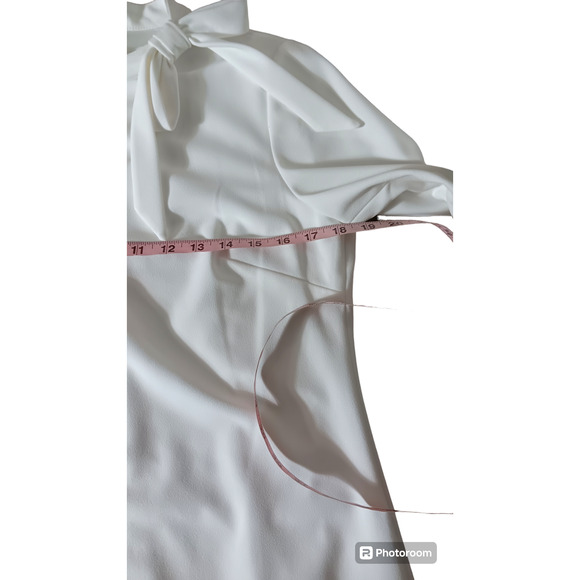 Calvin Klein Women's White High Neck line Logo Midi Preppy on Necktie Dress in M - Picture 8 of 9